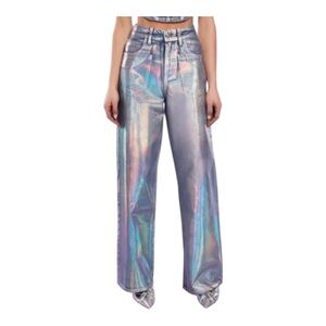 Forever 21 Iridescent High Rise Wide Leg Jeans Size 29 New With Tags